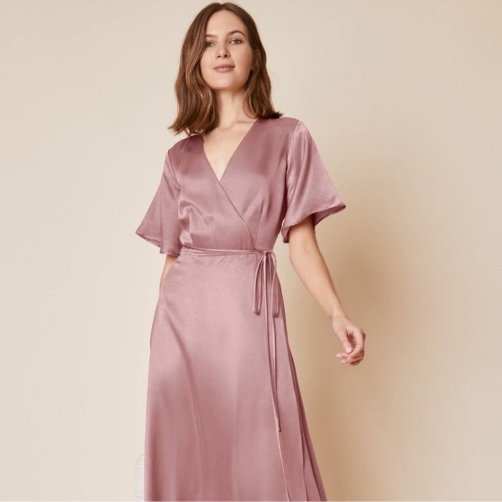 Whimsy and Row Lola Wrap Dress in Blush (XS)